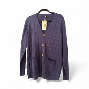 Women Navy Blue Cardigan Sweater